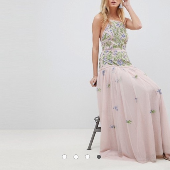 floral embellished maxi dress